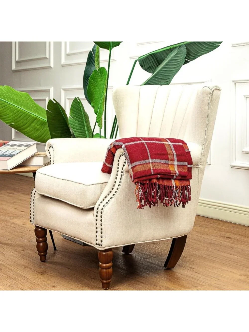 Cozy Vintage Plaid Fluffy Throw Blanket - Soft Lightweight Decorative 50x67